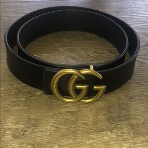 GG leather black belt